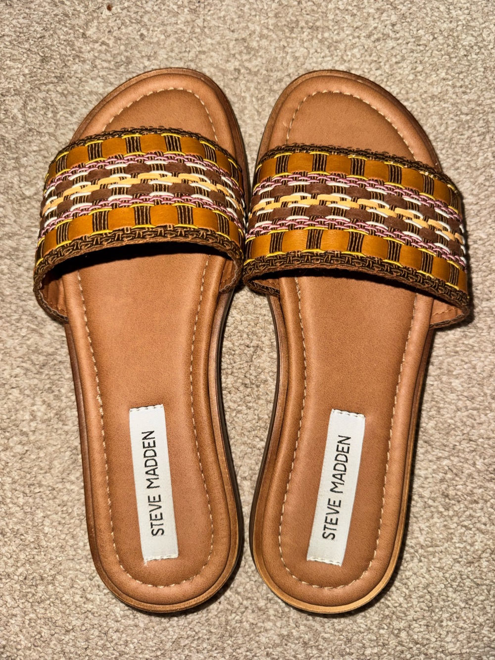 Steve Madden Woven Multicolor Slide Sandals